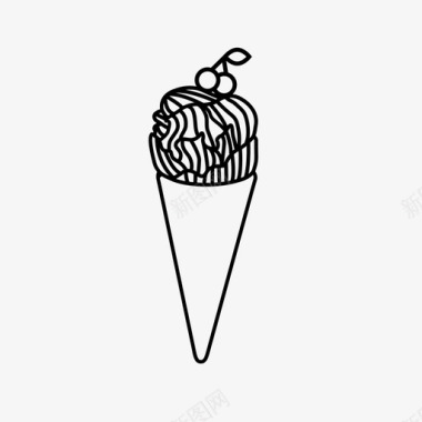 冰淇淋筒樱桃甜点图标图标