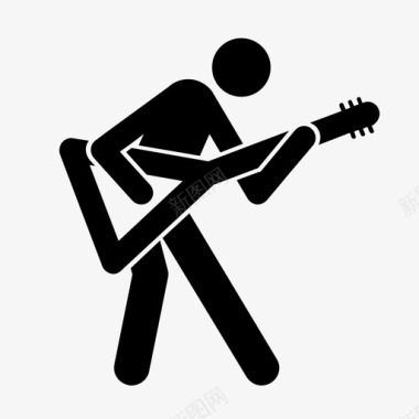 弹吉他吉他手音乐音乐家图标图标