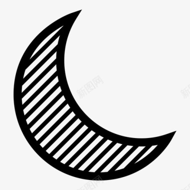 半月月亮新月半月图标图标