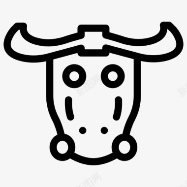 牛动物动物线图标图标