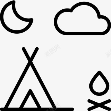 云彩印度帐篷云彩壁炉图标图标