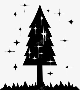 圣诞树派对松树图标图标