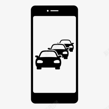 交通堵塞通知地图智能手机图标图标