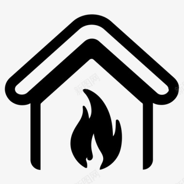 房屋火灾火焰房屋保险图标图标