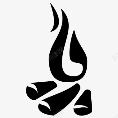 柴火烟熏篝火野营火坑图标图标