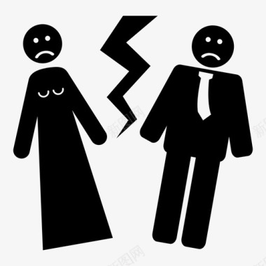 PNG夫妻破裂的婚礼破裂的家庭夫妻冲突图标图标