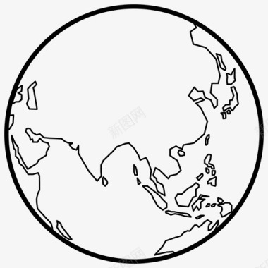 地图针地球亚洲地图图标图标