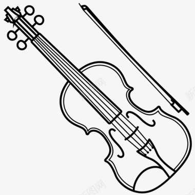 琴弦小提琴弓小提琴手图标图标