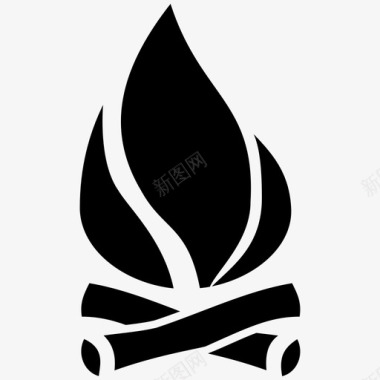 柴火烟熏篝火野营火坑图标图标