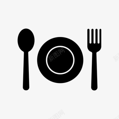 勺子和叉子盘子图标图标
