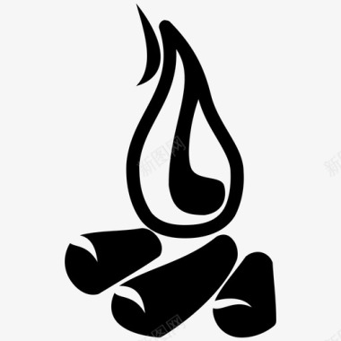 柴火烟熏篝火野营火坑图标图标