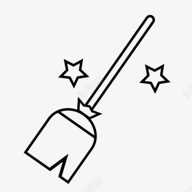 清洁魔法扫帚清理万圣节图标图标