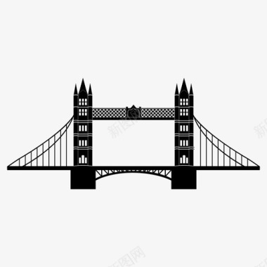 伦敦塔桥天际线旅游图标图标