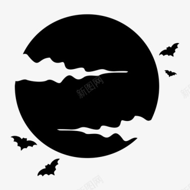 月亮蝙蝠万圣节图标图标