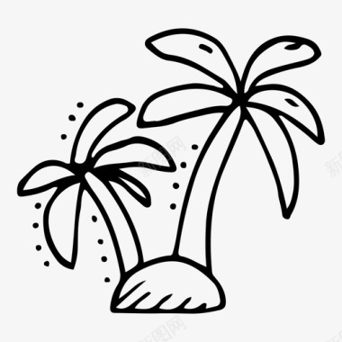 可爱娃娃树矢量棕榈树椰子岛图标图标