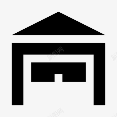 开放式车库建筑庄园图标图标