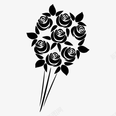 玫瑰美丽花束图标图标