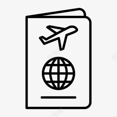 护照上的飞机旅行图标图标
