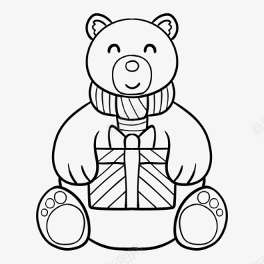 泰迪熊盒子圣诞节图标图标