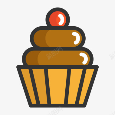 手绘线条蔬菜蛋糕-Cupcake图标