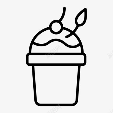 甜味纸杯蛋糕樱桃装饰纸杯蛋糕图标图标