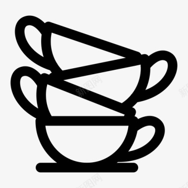 一摞杯子玻璃杯咖啡线图标图标