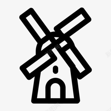 农场风车风车建筑农场图标图标
