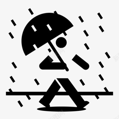 在雨中行走人伞图标图标