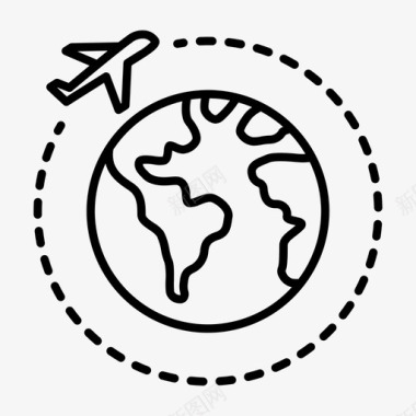 飞机转动地球仪旅行世界图标图标
