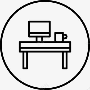 一个桌子办公桌笔记本电脑马克杯图标图标