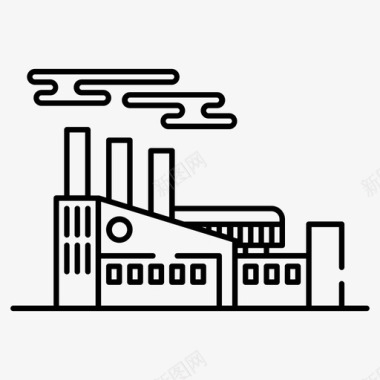 绚丽的烟雾工厂建筑污染图标图标