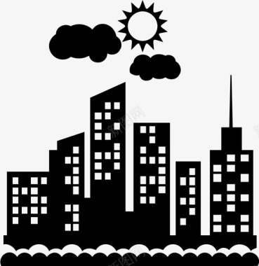 城市天际线日出天气图标图标