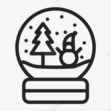 雪球里的雪人和树圣诞节新年图标图标