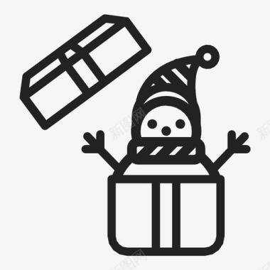 彩绘圣诞雪人雪人在礼品盒圣诞节新年图标图标
