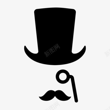 绅士圆柱帽眼镜图标图标