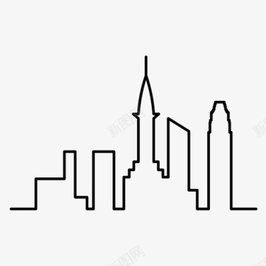 城市天际线建筑摩天大楼图标图标