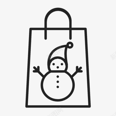 雪人在购物袋圣诞节新年图标图标