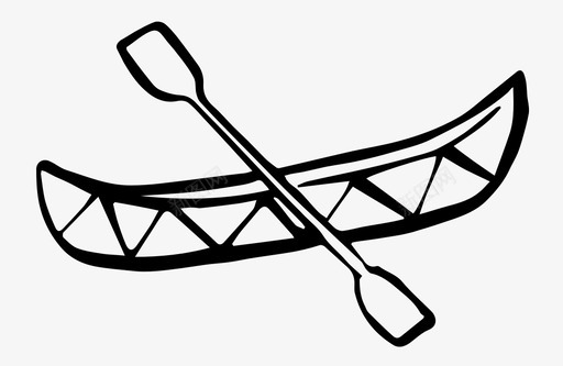 独木舟船手绘图标图标