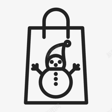 雪人购物袋圣诞节新年图标图标