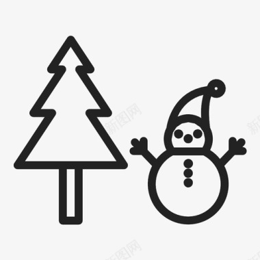 雪人和树圣诞节新年图标图标
