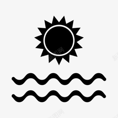 太阳和大海沙滩图标图标