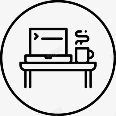 一个桌子开发人员办公桌笔记本电脑办公室图标图标