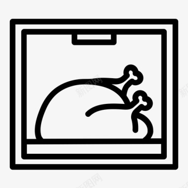 烤箱中的火鸡烹饪烘焙图标图标