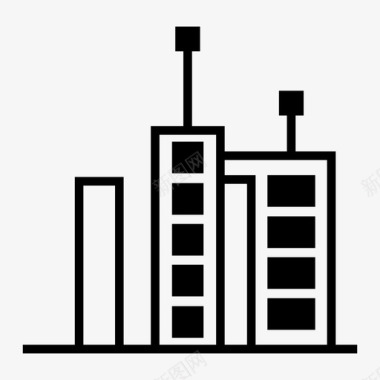 房地产开放建筑物公寓办公室图标图标