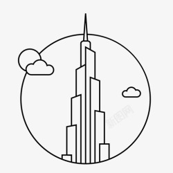 迪拜塔迪拜阿拉伯迪拜塔图标高清图片