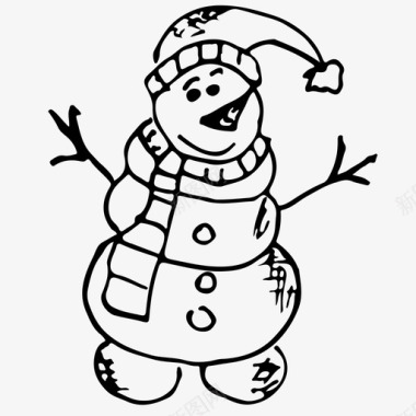 冬天圣诞帽雪人圣诞节新年图标图标