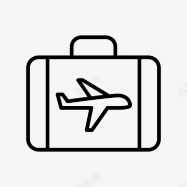 手提箱上的飞机行李日记图标图标
