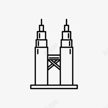 马来西亚国家石油大厦旅游双子塔图标图标