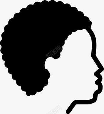 不规则非洲式人物头发图标图标