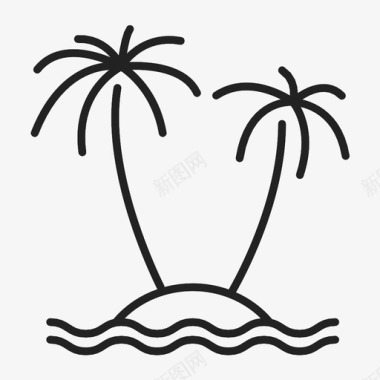 海滩椰子树酒店图标图标